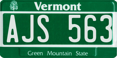 VT license plate AJS563