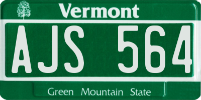 VT license plate AJS564