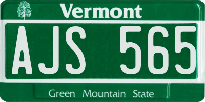 VT license plate AJS565