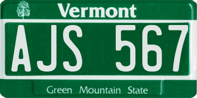 VT license plate AJS567