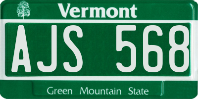 VT license plate AJS568