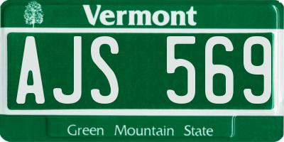 VT license plate AJS569