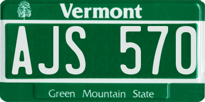 VT license plate AJS570