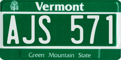 VT license plate AJS571