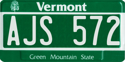 VT license plate AJS572