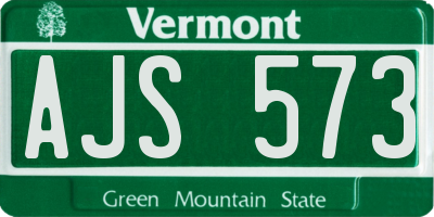 VT license plate AJS573