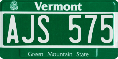 VT license plate AJS575