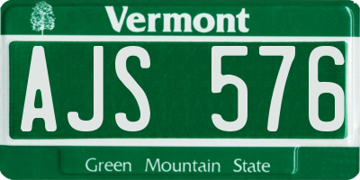 VT license plate AJS576
