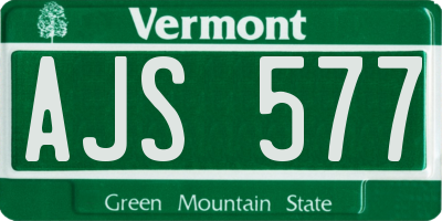 VT license plate AJS577