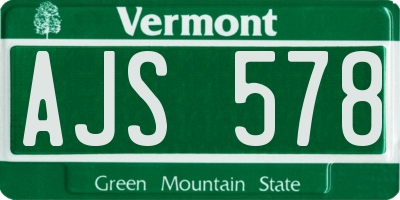VT license plate AJS578
