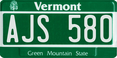 VT license plate AJS580