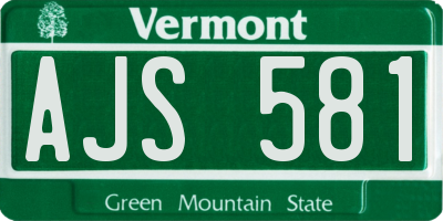 VT license plate AJS581