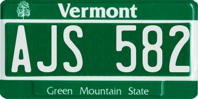 VT license plate AJS582