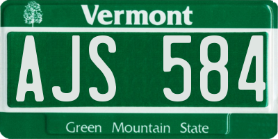 VT license plate AJS584