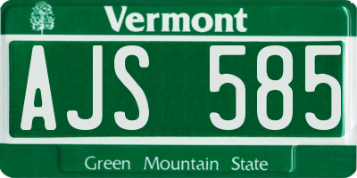 VT license plate AJS585
