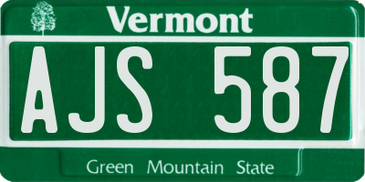 VT license plate AJS587