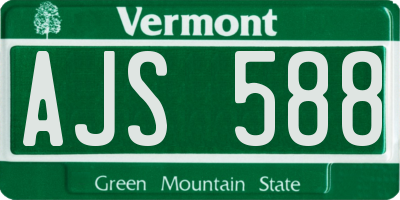 VT license plate AJS588