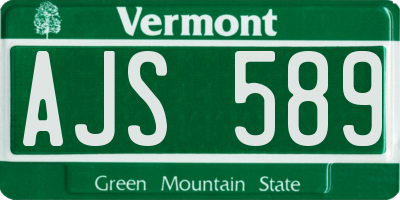 VT license plate AJS589