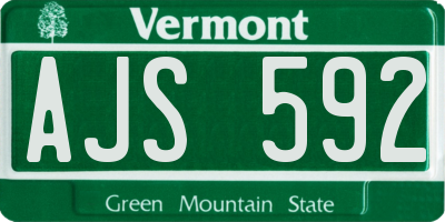 VT license plate AJS592