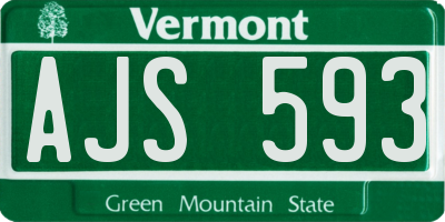 VT license plate AJS593