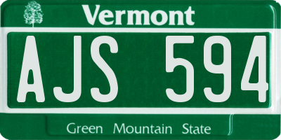 VT license plate AJS594