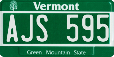 VT license plate AJS595