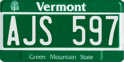 VT license plate AJS597