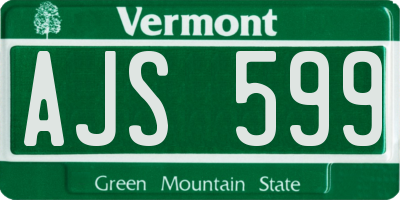VT license plate AJS599