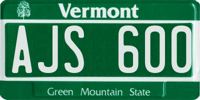 VT license plate AJS600