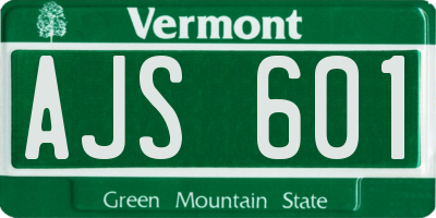 VT license plate AJS601