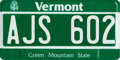 VT license plate AJS602