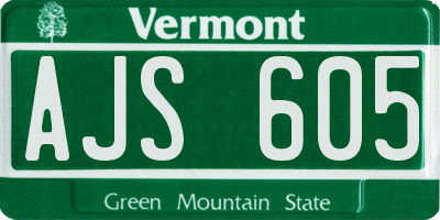 VT license plate AJS605