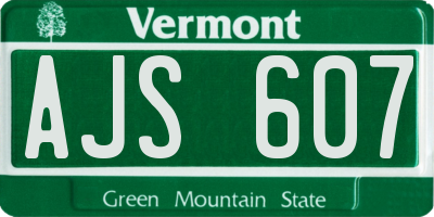 VT license plate AJS607