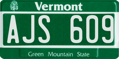 VT license plate AJS609