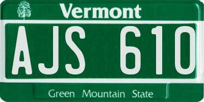 VT license plate AJS610