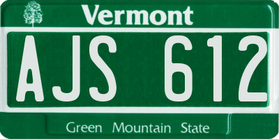 VT license plate AJS612
