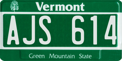 VT license plate AJS614