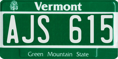 VT license plate AJS615
