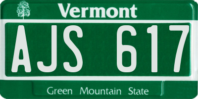 VT license plate AJS617