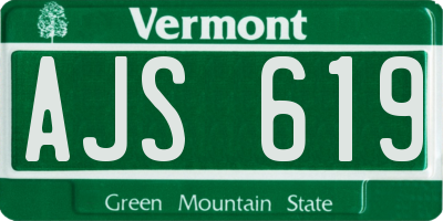 VT license plate AJS619