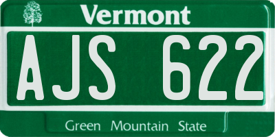 VT license plate AJS622