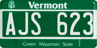 VT license plate AJS623