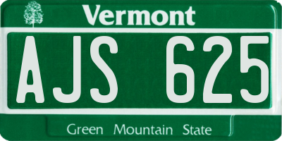 VT license plate AJS625