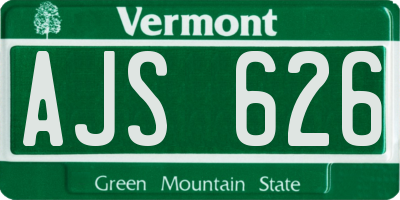 VT license plate AJS626