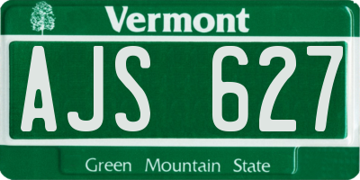 VT license plate AJS627