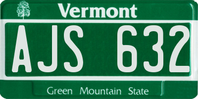 VT license plate AJS632