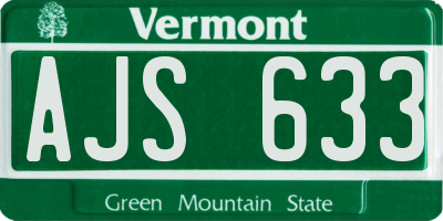 VT license plate AJS633