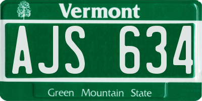 VT license plate AJS634