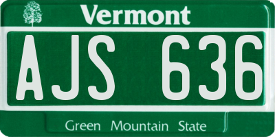 VT license plate AJS636