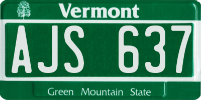 VT license plate AJS637